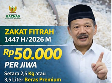 Baznas RI Resmi Tetapkan Zakat Fitrah Ramadhan 1447 H Rp50 Ribu per Jiwa